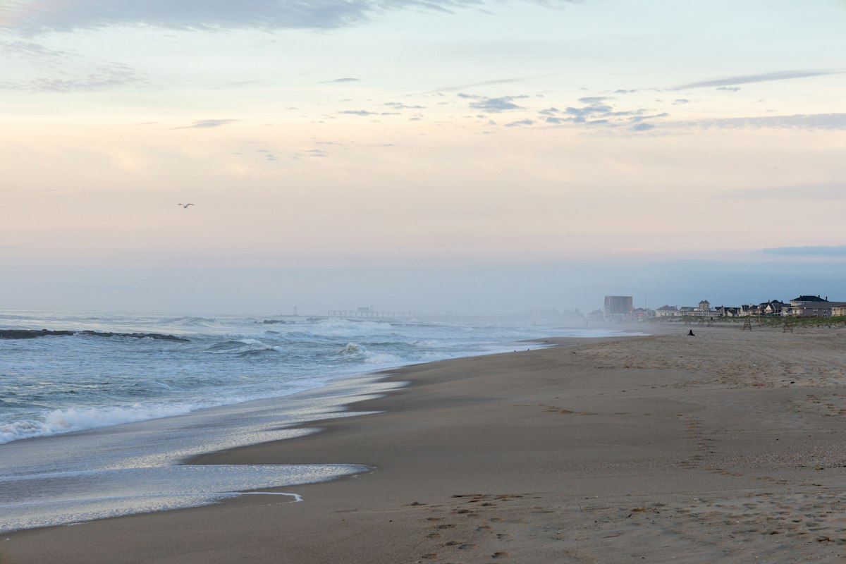 Waves rolling onto a sandy beach