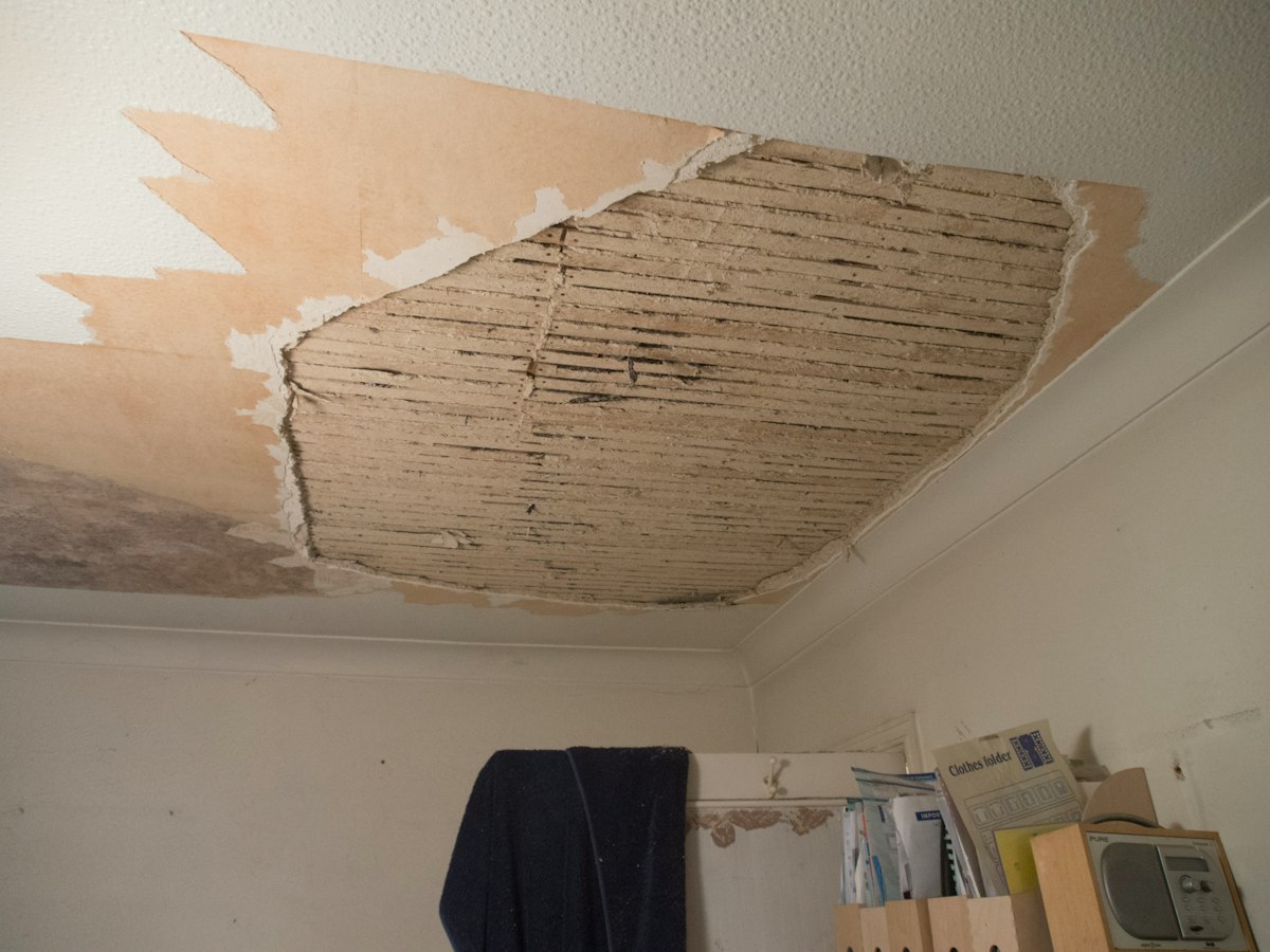 Ceiling opened up after damage