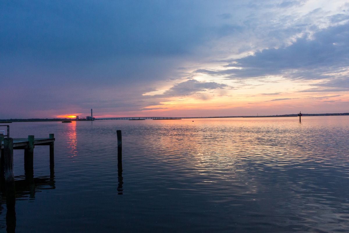 Wooden dock over the bay